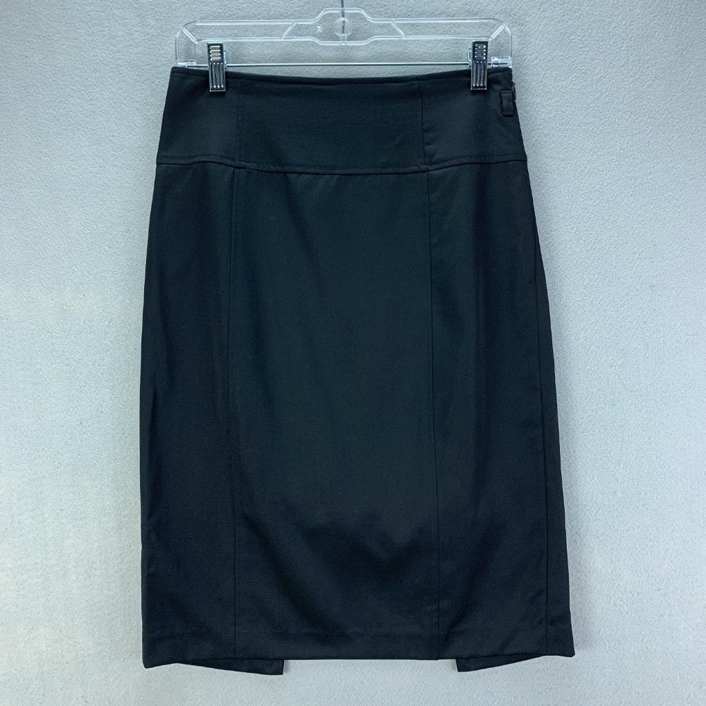 Lauren Ralph Lauren‎ Skirt Womens 6 Black Pencil Double Back Slit Knee Length